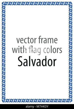 Cadre et bordure de ruban avec les couleurs de l'indicateur de Salvador Illustration de Vecteur