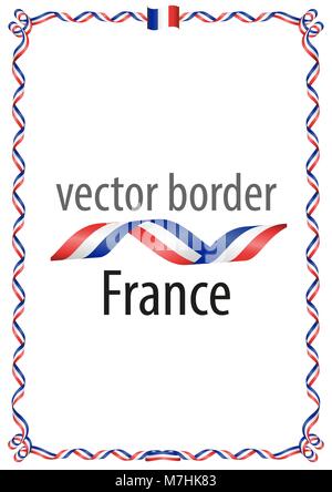 Cadre et bordure de ruban avec les couleurs de la France d'un drapeau Illustration de Vecteur