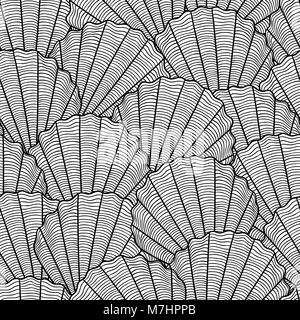 Transparente avec motif Marine coquillages stylisés. A l'arrière-plan sans masque de découpe. Facile d'utilisation pour toile de fond, du textile, du papier d'emballage Illustration de Vecteur