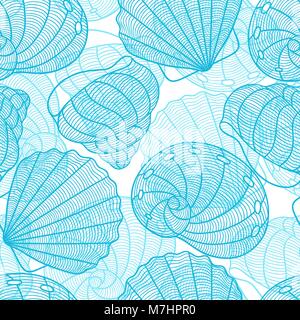 Transparente avec motif Marine coquillages stylisés. A l'arrière-plan sans masque de découpe. Facile d'utilisation pour toile de fond, du textile, du papier d'emballage Illustration de Vecteur