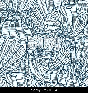 Transparente avec motif Marine coquillages stylisés. A l'arrière-plan sans masque de découpe. Facile d'utilisation pour toile de fond, du textile, du papier d'emballage Illustration de Vecteur