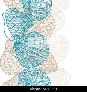 Transparente avec motif Marine coquillages stylisés. A l'arrière-plan sans masque de découpe. Facile d'utilisation pour toile de fond, du textile, du papier d'emballage Illustration de Vecteur