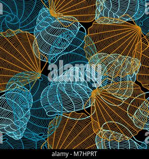 Transparente avec motif Marine coquillages stylisés. A l'arrière-plan sans masque de découpe. Facile d'utilisation pour toile de fond, du textile, du papier d'emballage Illustration de Vecteur