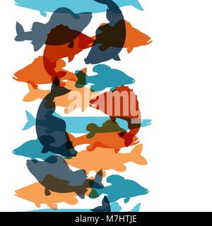Modèle transparent avec divers poissons. A l'arrière-plan sans masque de découpe. Facile d'utilisation pour toile de fond, du textile, du papier d'emballage Illustration de Vecteur