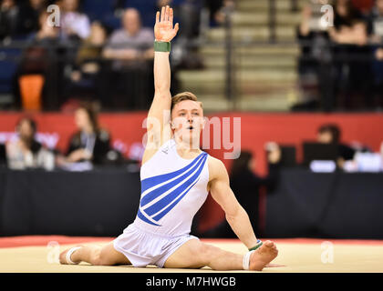 Liverpool, Royaume-Uni. 10 mars, 2018. Wilson est en concurrence sur le nil Men's Exercice au sol au cours de la Man's All-Round compétition du Championnat Britannique de gymnastique 2018 à l'Echo Arena le Samedi, 10 mars 2018. LIVERPOOL EN ANGLETERRE. Credit : Crédit : Wu G Taka Taka Wu/Alamy Live News Banque D'Images