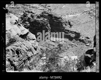 Petra. Zone de El-Habis. El-Habis d'Umm el-Biyara montrant la position du château des Croisés LOC.16278 matpc Banque D'Images