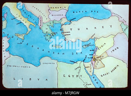 Les modèles et les cartes. Plan de l'est de la Méditerranée et dans les pays voisins, LOC.23198 matpc Banque D'Images