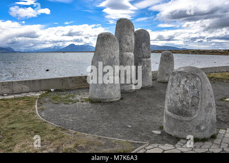 Monumento de la Mano, Puerto Natales, Chili Banque D'Images