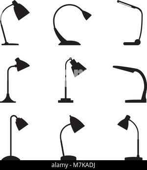 Ensemble de divers types de lampes de bureau. Vector illustration Illustration de Vecteur