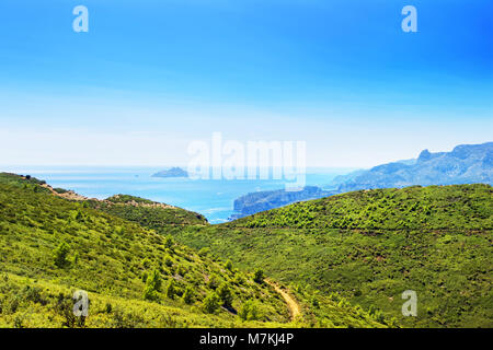 Calanques de la Méditerranée à Cote Azur en France en été. Banque D'Images