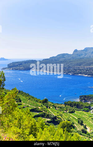 Calanques de la Méditerranée en Cote Azur en France en été. Banque D'Images