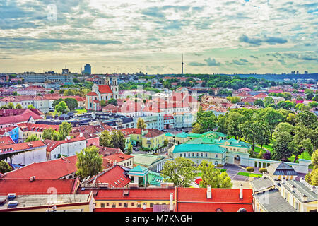 Vue aérienne sur le palais présidentiel de Vilnius, Lituanie Banque D'Images