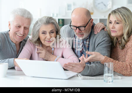 Les couples âgés using laptop Banque D'Images