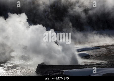 Cliff Geyser à Black Sand Basin Cliff Geyser dans le bassin de sable noir, février 2014 ; Banque D'Images