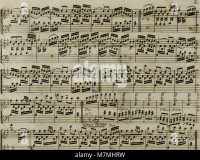 Un arrangement musical de 1795 du célèbre Andante de Haydn pour harpe avec accompagnement de violon facultatif, reflétant la performance de musique de chambre classique de la fin du XVIIIe siècle et le style de composition. Banque D'Images