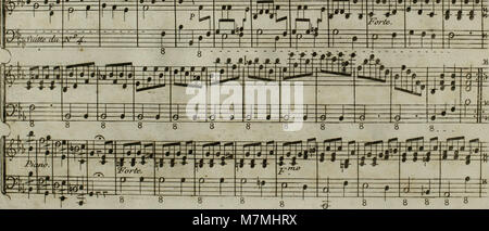 Un arrangement de 1795 partitions de 'Andante' de Haydn, composé pour harpe avec accompagnement optionnel de violon, reflétant la tradition classique européenne de la fin du XVIIIe siècle. Banque D'Images