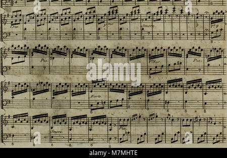 Un arrangement musical de Joseph Haydn de 1795 intitulé Andante du céleste, écrit pour harpe avec accompagnement violon, démontrant l'harmonie d'époque classique et l'artisanat mélodique. Banque D'Images