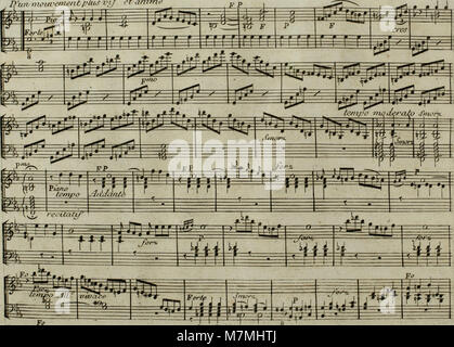 Arrangement musical de 1795 du célèbre Andante pour harpe de Joseph Haydn avec accompagnement de violon facultatif, reflétant les pratiques de musique de chambre de la fin du XVIIIe siècle et les traditions de transcription. Banque D'Images