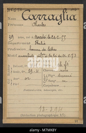 Carraglia. Charles. 39 ans, né à Moceto (C). Homme de lettres. Anar, l'infraction à la loi du 21-6-73. 13-3-94. Rencontré DP290253 Banque D'Images