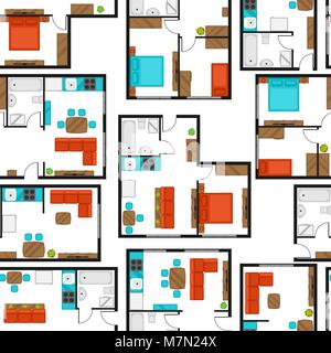 Modèle transparent avec des projets architecturaux de l'appartement et le mobilier Illustration de Vecteur