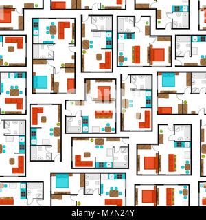 Modèle transparent avec des projets architecturaux de l'appartement et le mobilier Illustration de Vecteur