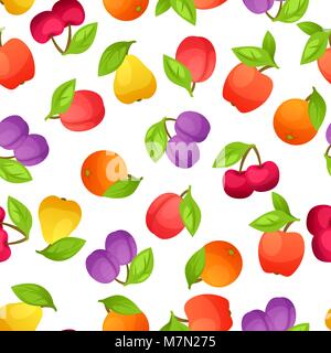 Modèle sans couture avec fruits frais mûrs stylisé Illustration de Vecteur