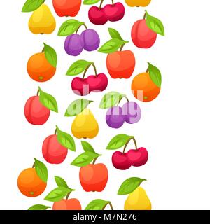 Modèle sans couture avec fruits frais mûrs stylisé Illustration de Vecteur