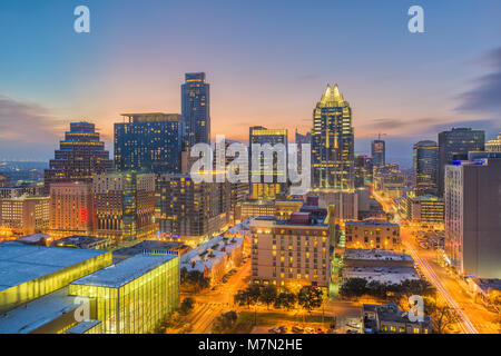 Austin, Texas, USA Centre-ville paysage urbain au crépuscule. Banque D'Images