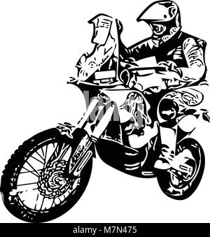 Abstract illustration de l'extrême moto racer en motocross Illustration de Vecteur