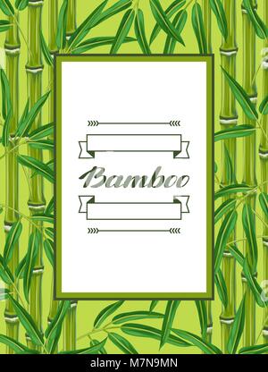 Châssis avec les plantes de bambou et de feuilles. Pour la conception de cartes, écorcheurs, brochures, dépliants publicitaires Illustration de Vecteur