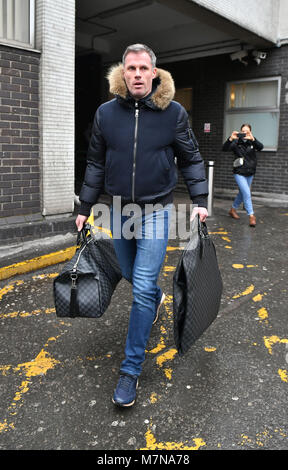 DATE DE CORRECTION RETRANSMIS SAMEDI 13 MAI 2017 AU LUNDI 12 MARS 2018, Jamie Ryan arrive à la gare de Londres Euston. Sky Sports patrons parlent d'pundit après qu'il a comparu à cracher à une jeune fille de 14 ans après que Manchester United a battu Liverpool 2-1 à Old Trafford, le samedi. Banque D'Images