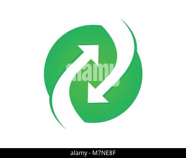 La flèche de débit circulaire circulaire vert symbole vecteur Conception Logo Graphique Illustration de Vecteur