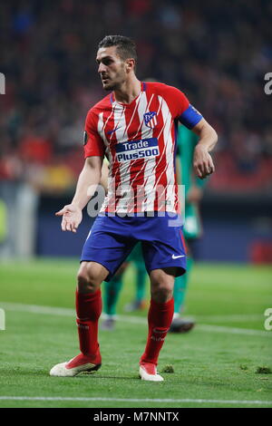 Madrid, Espagne. Mar 8, 2018. Koke (Atletico) Football/Football : l'UEFA Europa League Round de 16 premier match de jambe entre Club Atlético de Madrid 3-0 FC Lokomotiv Moscou à l'Estadio Metropolitano de Madrid, Espagne . Credit : Mutsu Kawamori/AFLO/Alamy Live News Banque D'Images