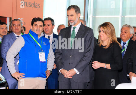 Felipe VI, et les politiciens Susana Diaz lors de l'inauguration de la 1 édition de la semaine numérique " Andalousie " à Séville le lundi, 12 mars 2018 Credit : Gtres información más Comuniación sur ligne, S.L./Alamy Live News Banque D'Images