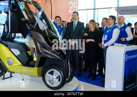 Felipe VI, et les politiciens Susana Diaz lors de l'inauguration de la 1 édition de la semaine numérique " Andalousie " à Séville le lundi, 12 mars 2018 Credit : Gtres información más Comuniación sur ligne, S.L./Alamy Live News Banque D'Images