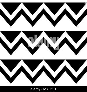 Zig Zag seamless vector pattern, tribal ornement géométrique en noir et blanc, décoration tribal Illustration de Vecteur