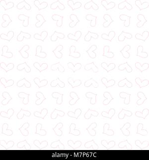 Vector mignon rétro tendance transparente avec contour rose coeurs sur fond blanc pour la Saint-Valentin amour cartes. Impression simple pour l'impression sur tissu, Illustration de Vecteur