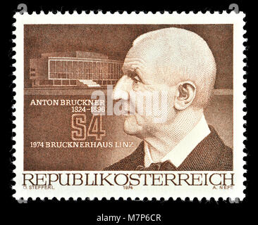 Timbre autrichien (1974) : Josef Anton Bruckner (1824 - 1896), compositeur et organiste autrichien Banque D'Images