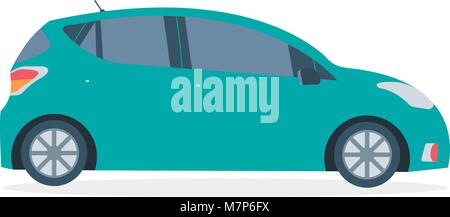 Icône de voiture vert isolé sur fond blanc. Un service de taxi, louer concept. Télévision vector illustration. Illustration de Vecteur