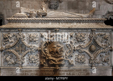 Tombeau de Vasco da Gama ou grave en monastère des Hiéronymites à Lisbonne, Portugal Banque D'Images