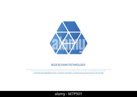 Blockchain l'icône de la technologie SMART. vecteur bloc contrat signe isolé. base de données décentralisée conception logo logotype réseau devises crypto. Illustration de Vecteur