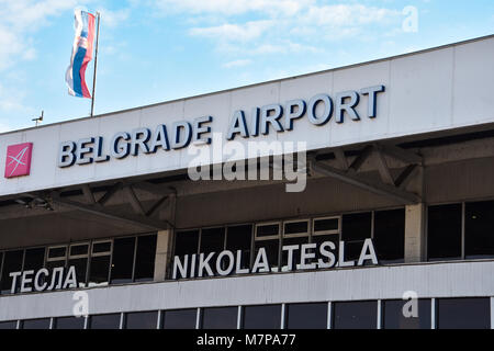 Belgrade, Serbie. Le 10 février 2017. L'aéroport Nikola Tesla de Belgrade (Aerodrom Nikola Tesla Beograd) Banque D'Images