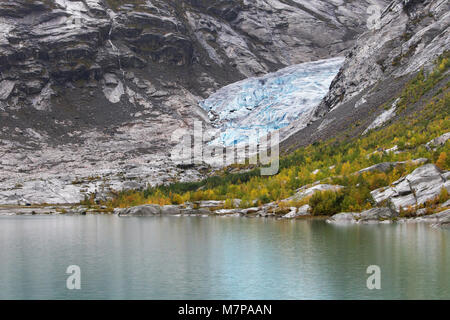 Glacier Nigardsbreen et Nigardsbrevatnet Lake, lustre, Sogn og Fjordane, en Norvège. Banque D'Images