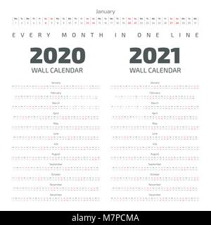 2020-2021 Calendrier mural Illustration de Vecteur