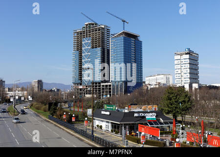 Sofia, Bulgarie - mars 5, 2016 : Construction du nouvel immeuble. Dans la ville, l'appartement Les prix ont augmenté de 6 pour cent en 2015 par rapport à l'o Banque D'Images