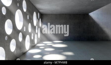 Piscine en béton et les trous de cercle image de rendu 3D Windows Banque D'Images