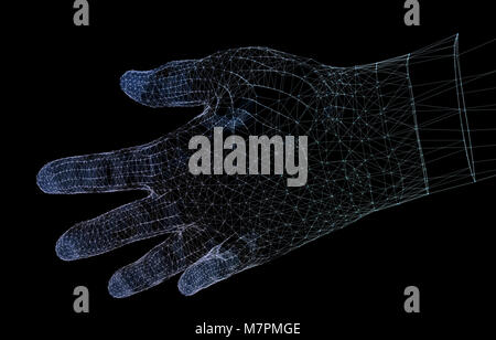 Mains connexions réseau, sens de la technologie 3d illustration. Banque D'Images