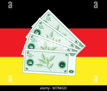 Un vecteur illustration au format eps de deutsche mark notes sur un drapeau allemand background Illustration de Vecteur