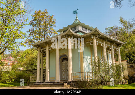 Chinesischer Pavillion im Schlosspark Pillnitz, Dresde, Saxe, Allemagne Banque D'Images