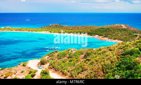 Punta Coda Cavallo vu de San Teodoro, Mer Méditerranée, Olbia-Tempio province, Sardaigne, Italie Banque D'Images